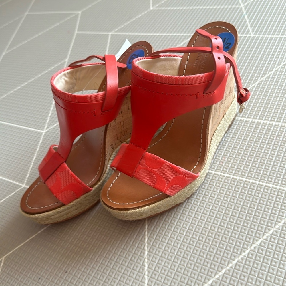 Coach Cork Wedges . NEW